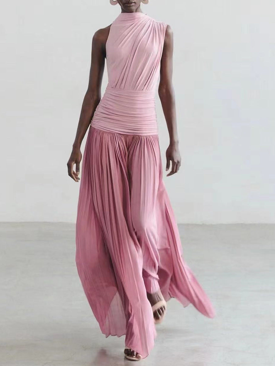 Clarette Asymmetric Ruch  Maxi Dress