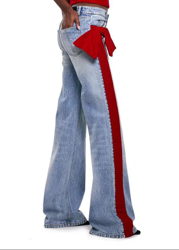 Andarta Bow Deconstruct Jeans In Red