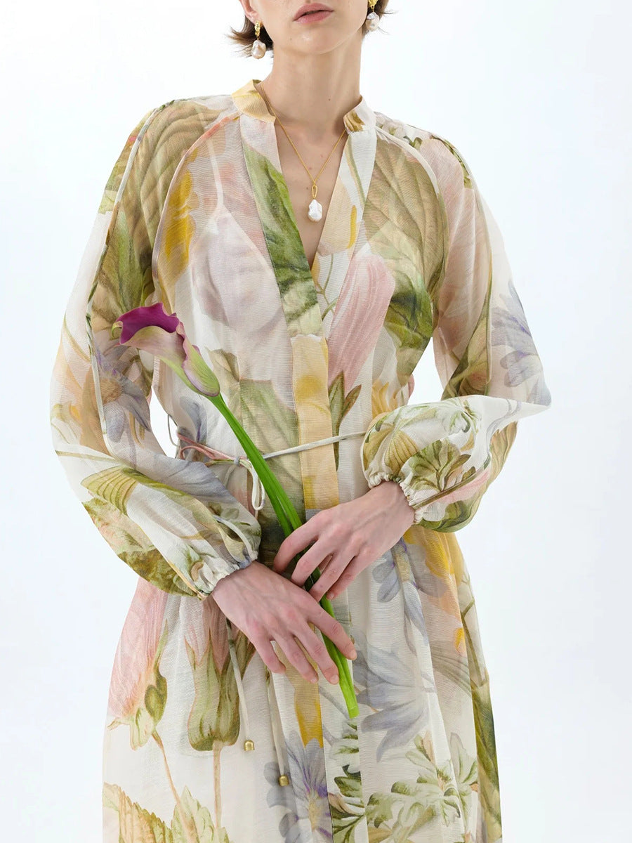 Fatmir Balloon Sleeve Floral Maxi Dress
