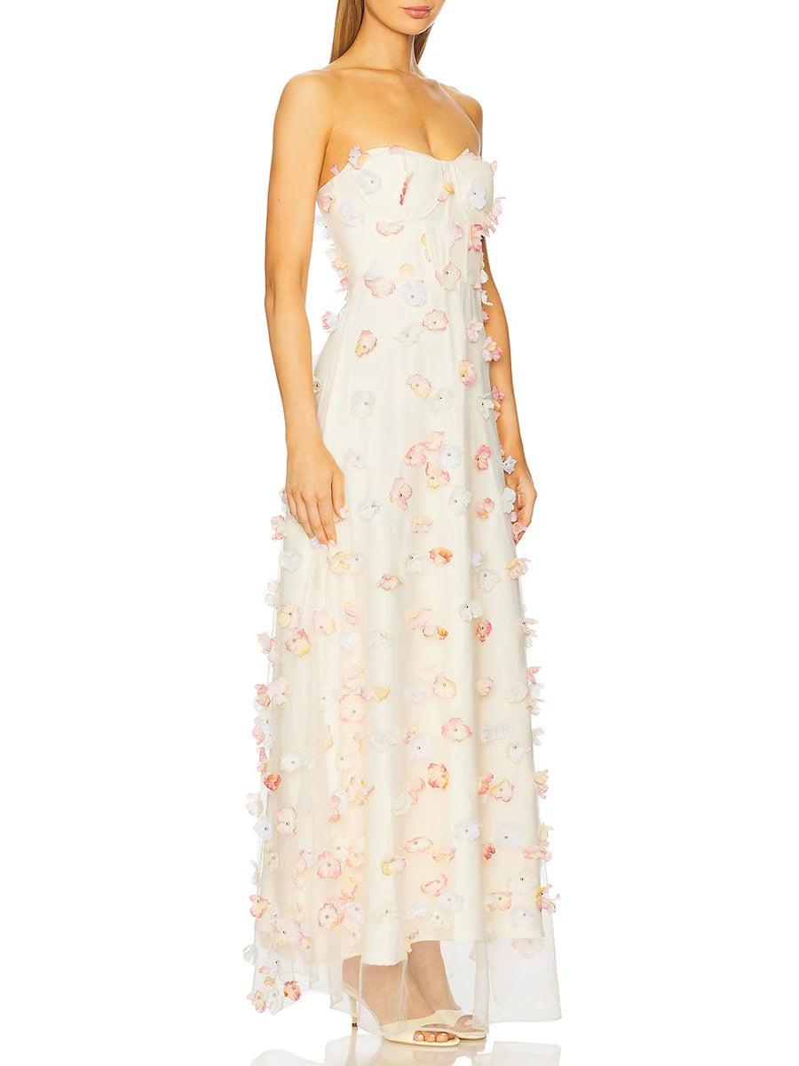Ceylan Strapless Flower Maxi Dress