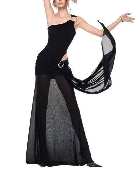 Deborah One Shoulder Cutout Asymmetric Maxi Dress