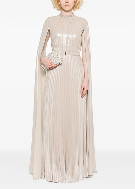 Eirik Cape Sleeve Pleated Maxi Dress