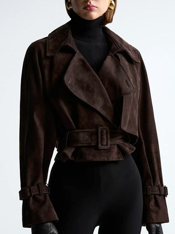Egon Lapel Buckle Suede Jacket