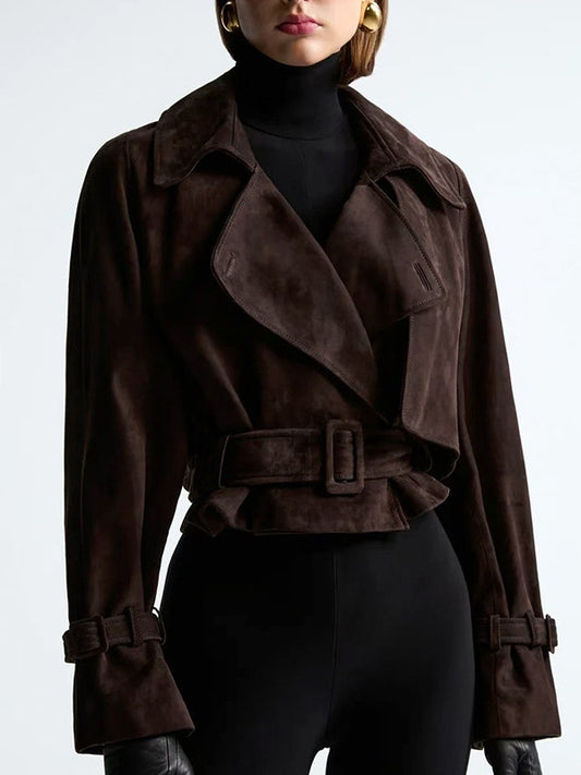 Egon Lapel Buckle Suede Jacket