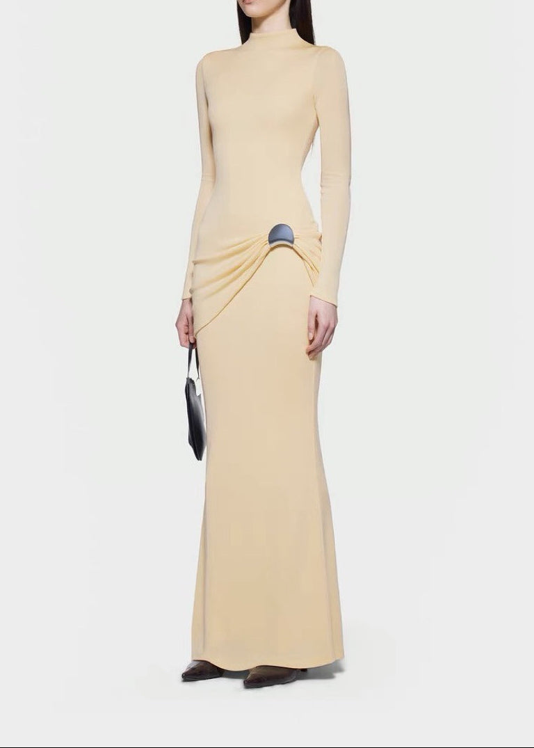 Blejan Ruch Bodycon Maxi Dress In Yellow