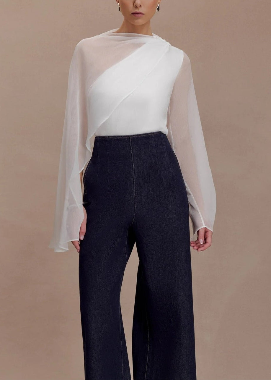 Fadzai Cape Sleeve Mesh Top