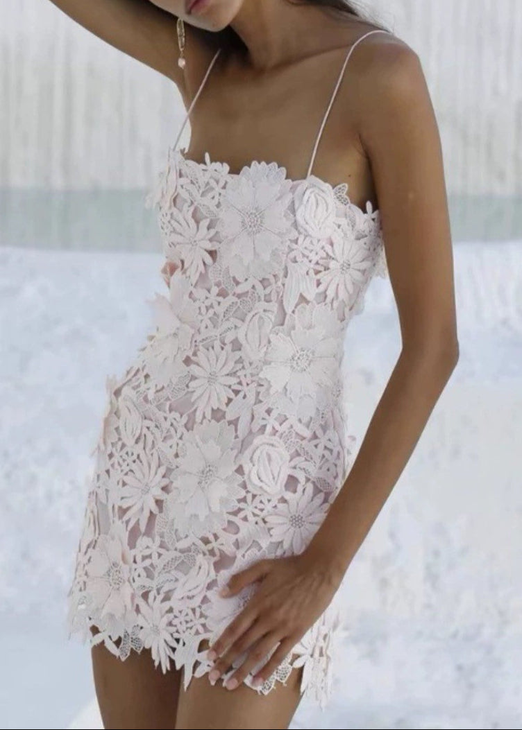 Annelien Spaghetti Flower Mini Dress