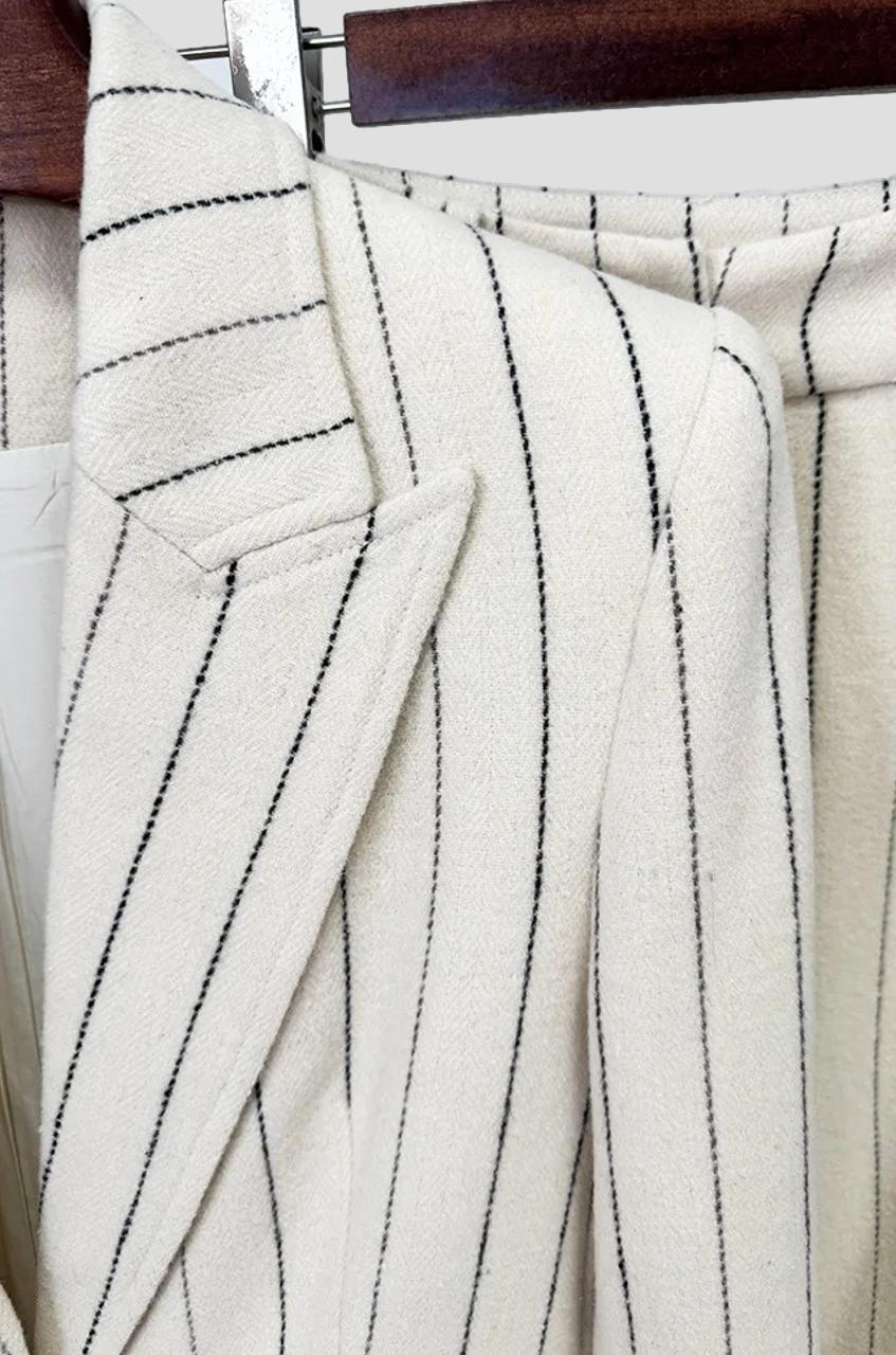 Facundus Cream Pinstripe Blazer & Pants Set
