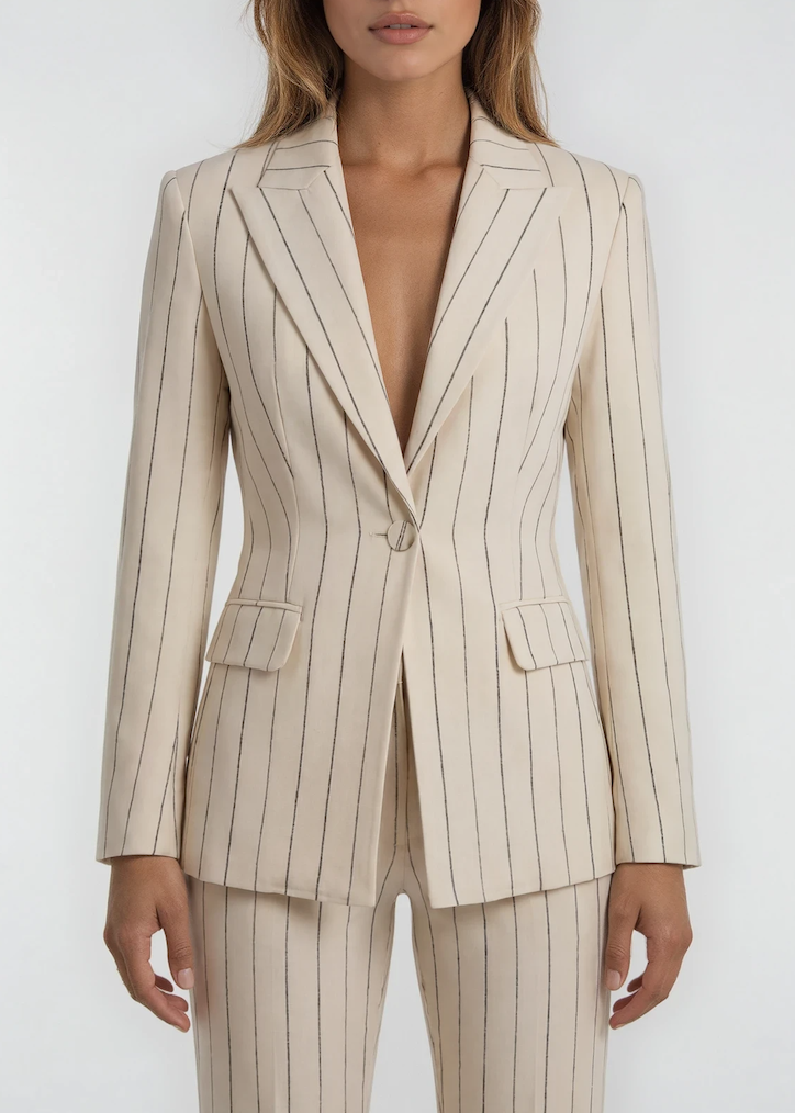 Facundus Cream Pinstripe Blazer & Pants Set