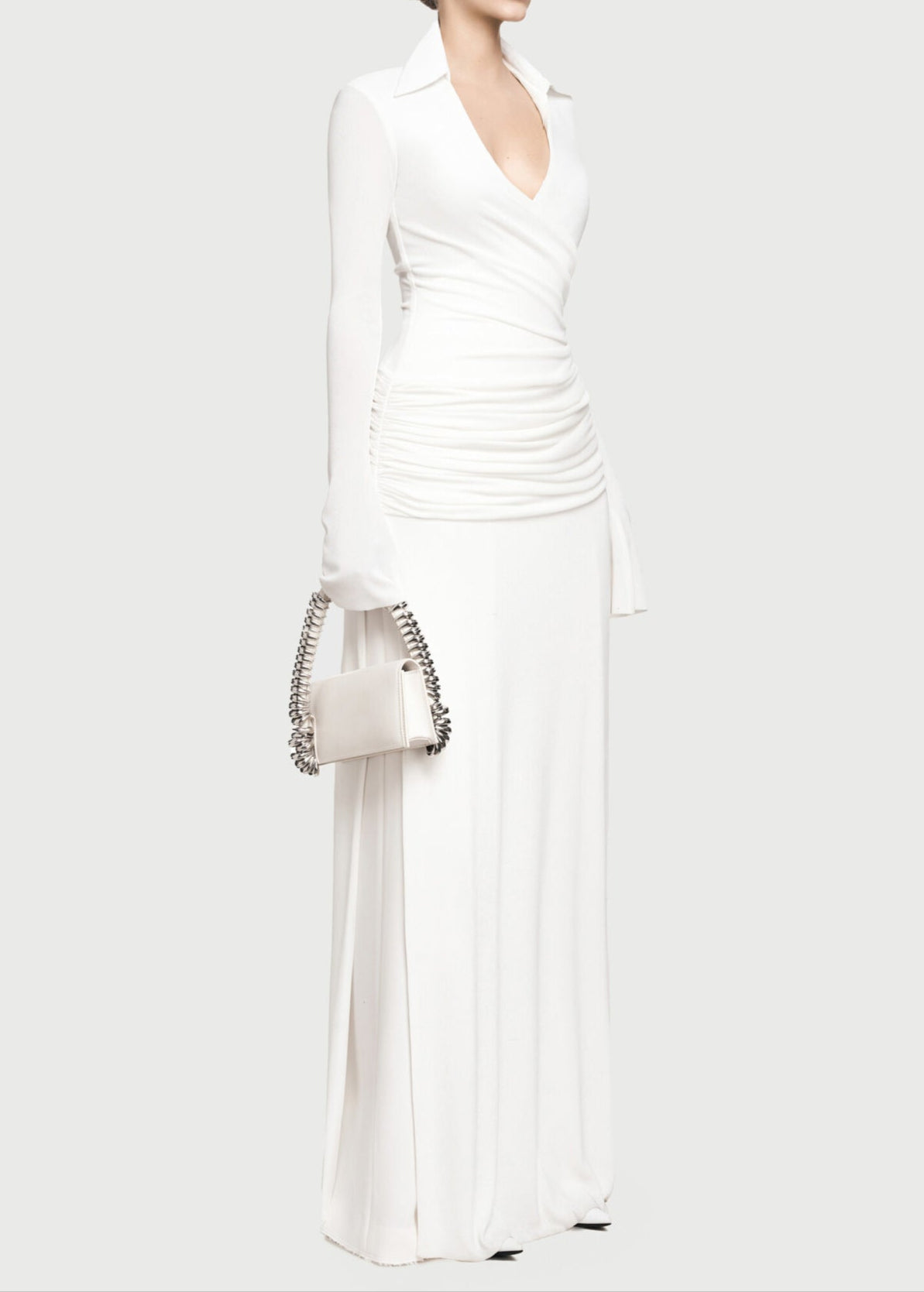 Adia Ruch Lapel Maxi Dress In White