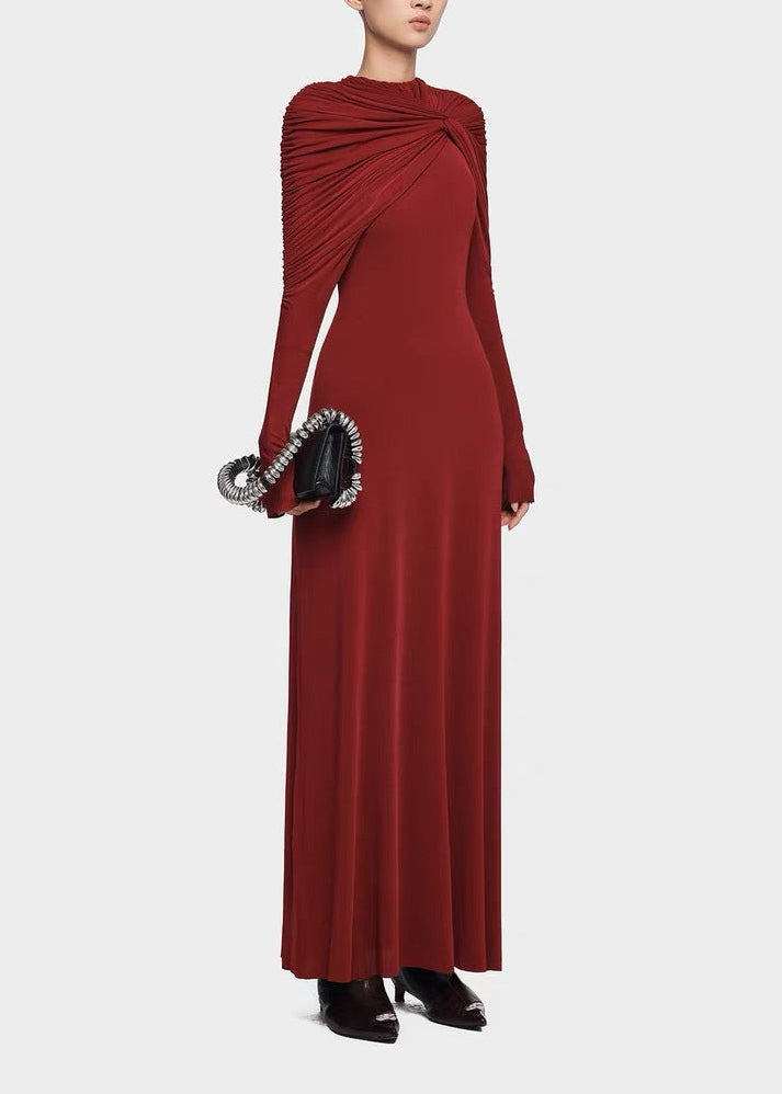Drina Ruch Shawl Maxi Dress In Red