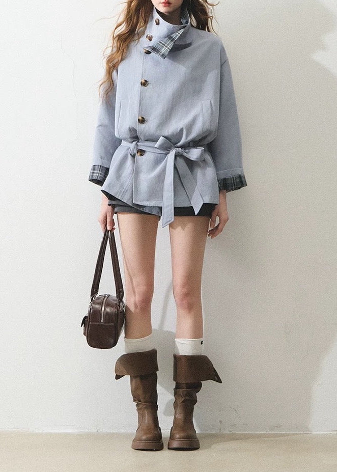 Crescenzo Grid Stand Collar Jacket