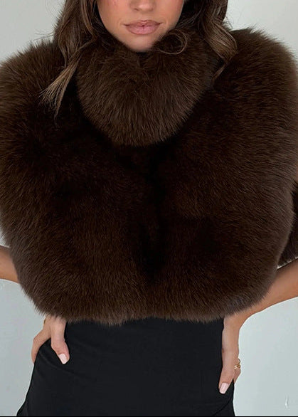 Efpraxia Faux Fur Crop Top