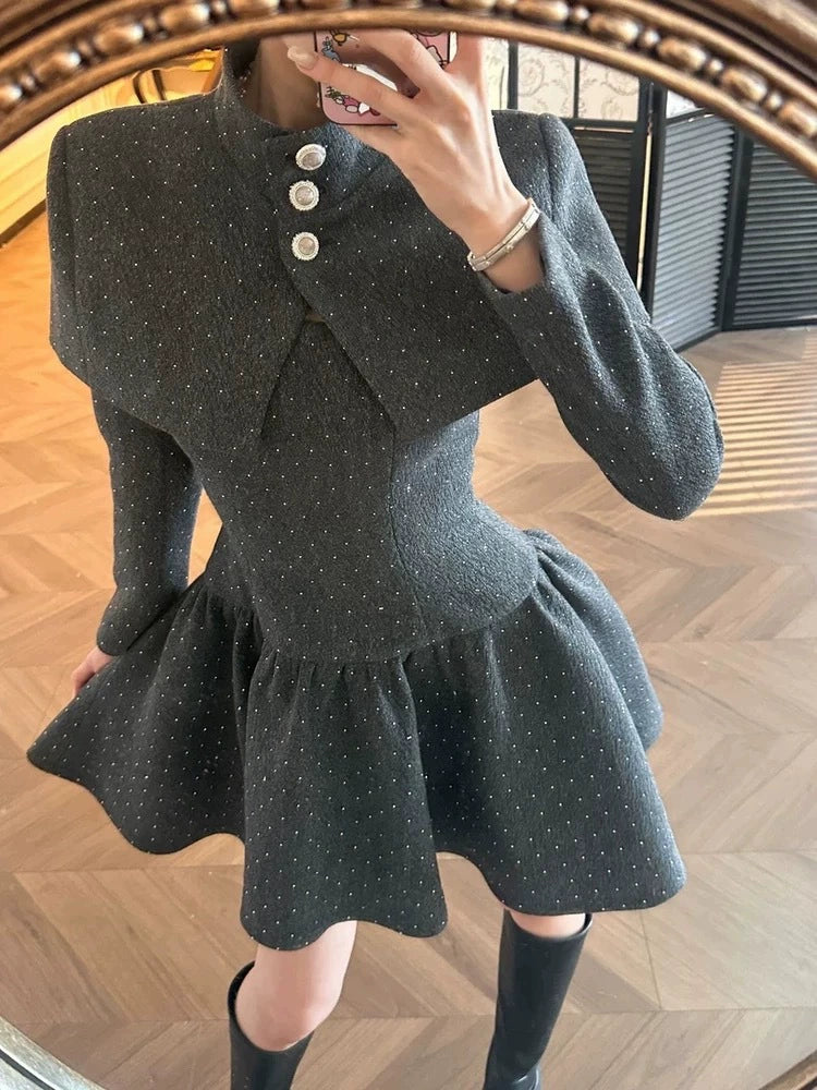 Daxton Shawl Ruffle Mini Dress