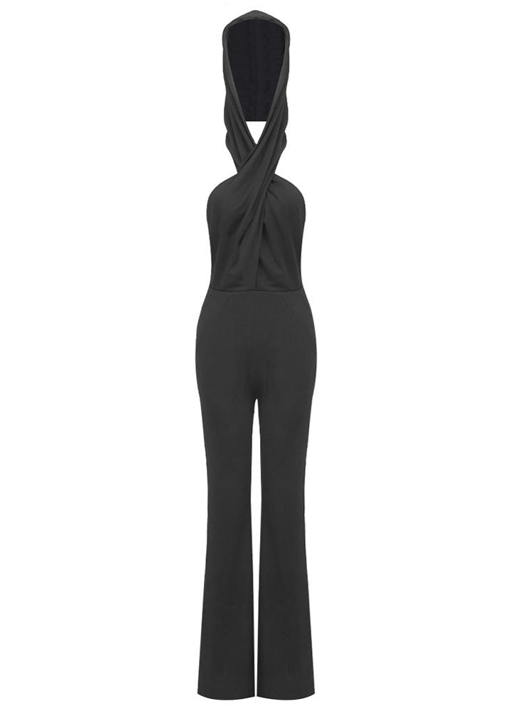 Aoko Cross Hooded Ruch Jumpsuit