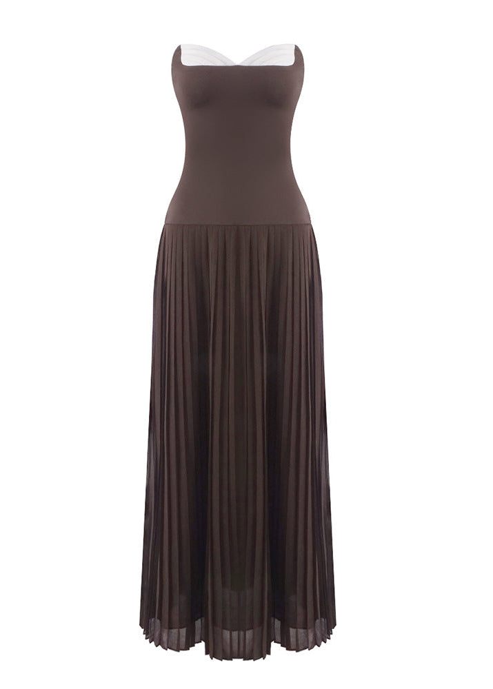 Diederick Strapless Bodycon Pleated Maxi Dress