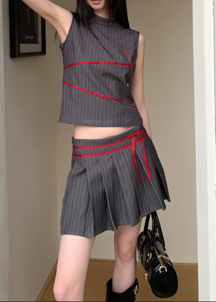 Lavanya Stripe Butterfly Sleeveless Skirt Set