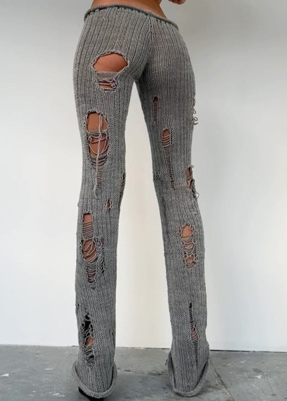 Egbert Ripped Knit Pants In Grey