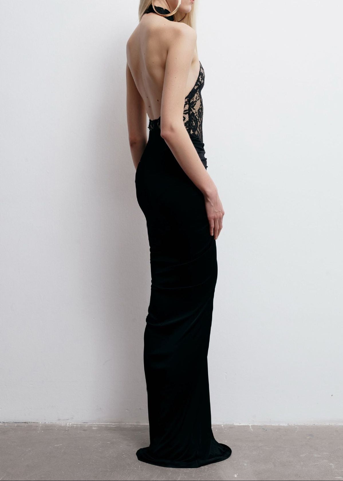 Danielius Cutout High Split Lace Maxi Dress