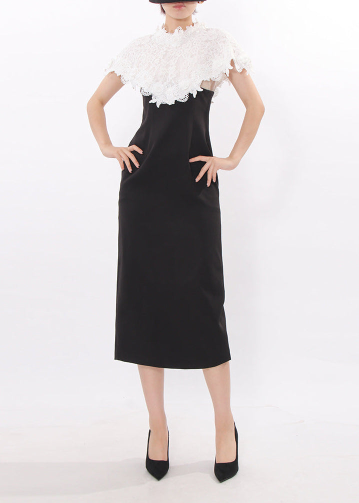 Domnicus Lace Shawl Embroidered Split Midi Dress