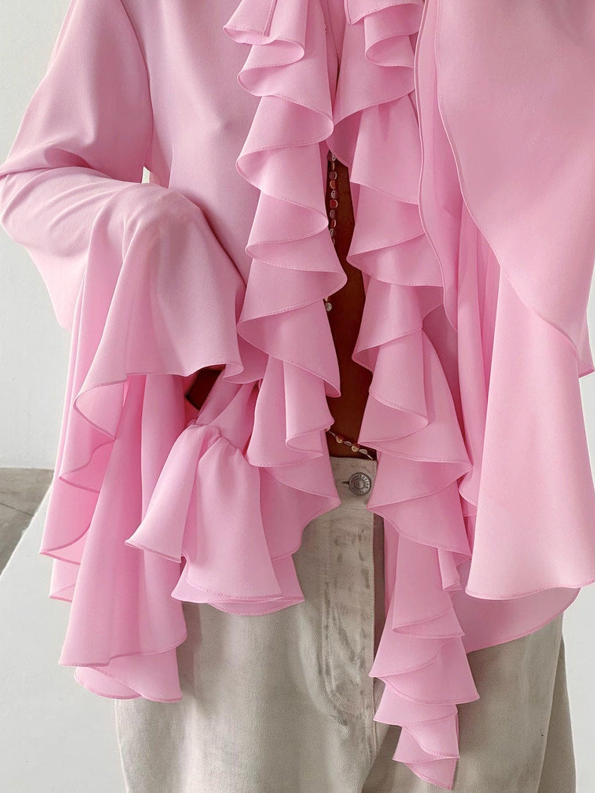 Iidia Ruffle Split Asymmetric Top