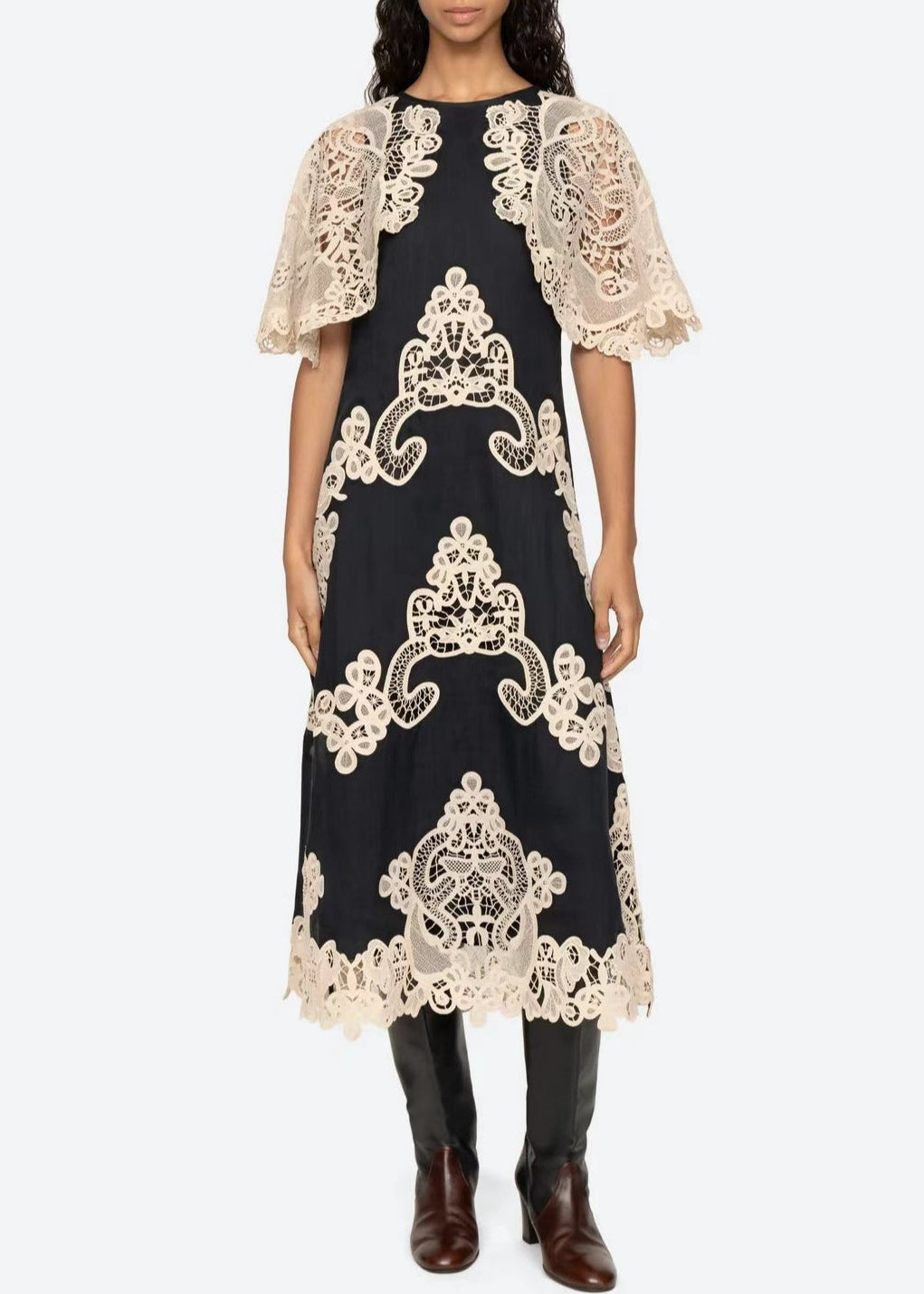 Emanuel Cochet Shawl Midi Dress In Black