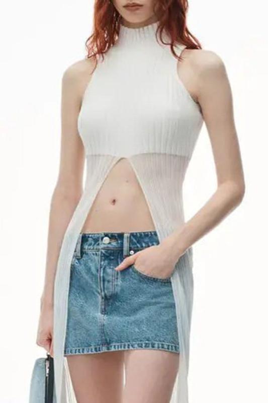 Anter Knit See Through Top In White