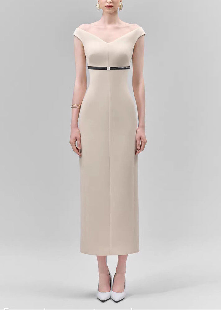 Domas Off Shoulder Bodycon Maxi Dress In Apricot
