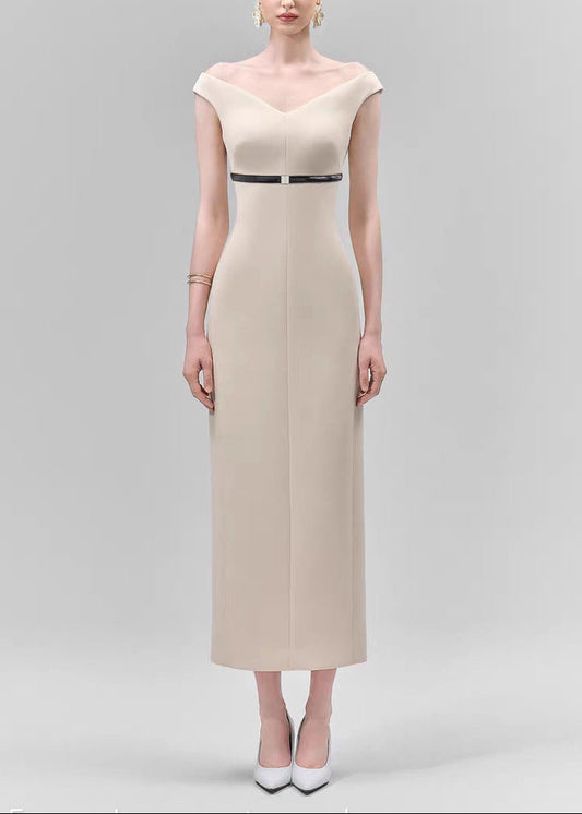 Domas Off Shoulder Bodycon Maxi Dress In Apricot