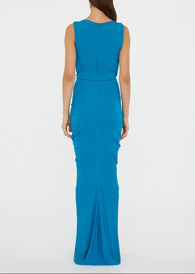 Candi Ruch Cutout Lace Up Maxi Dress