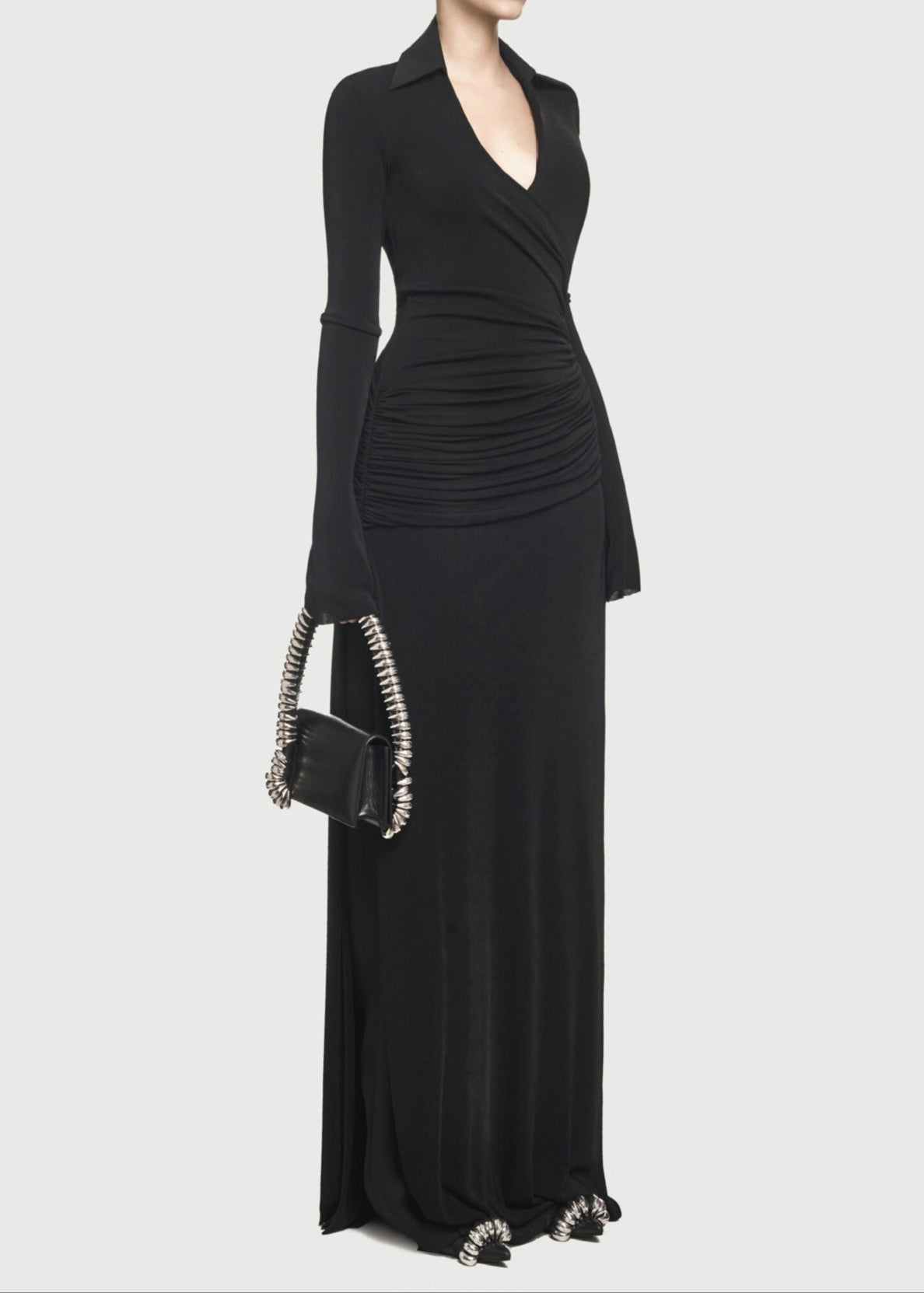 Adia Ruch Lapel Maxi Dress In Black