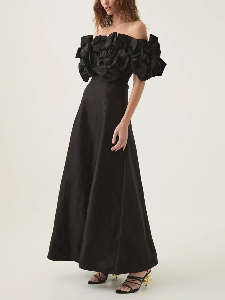 Camilla Flower Maxi Dress In Black
