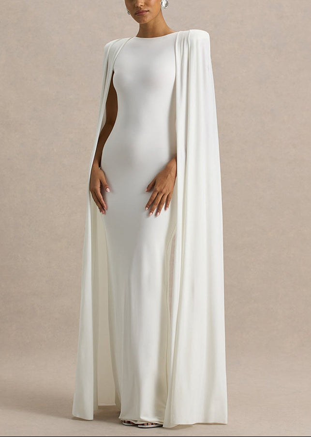Diodoros Shawl Bodycon Maxi Dress In White