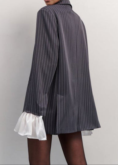 Angustias Stripe Ruffle Plunge Blazer