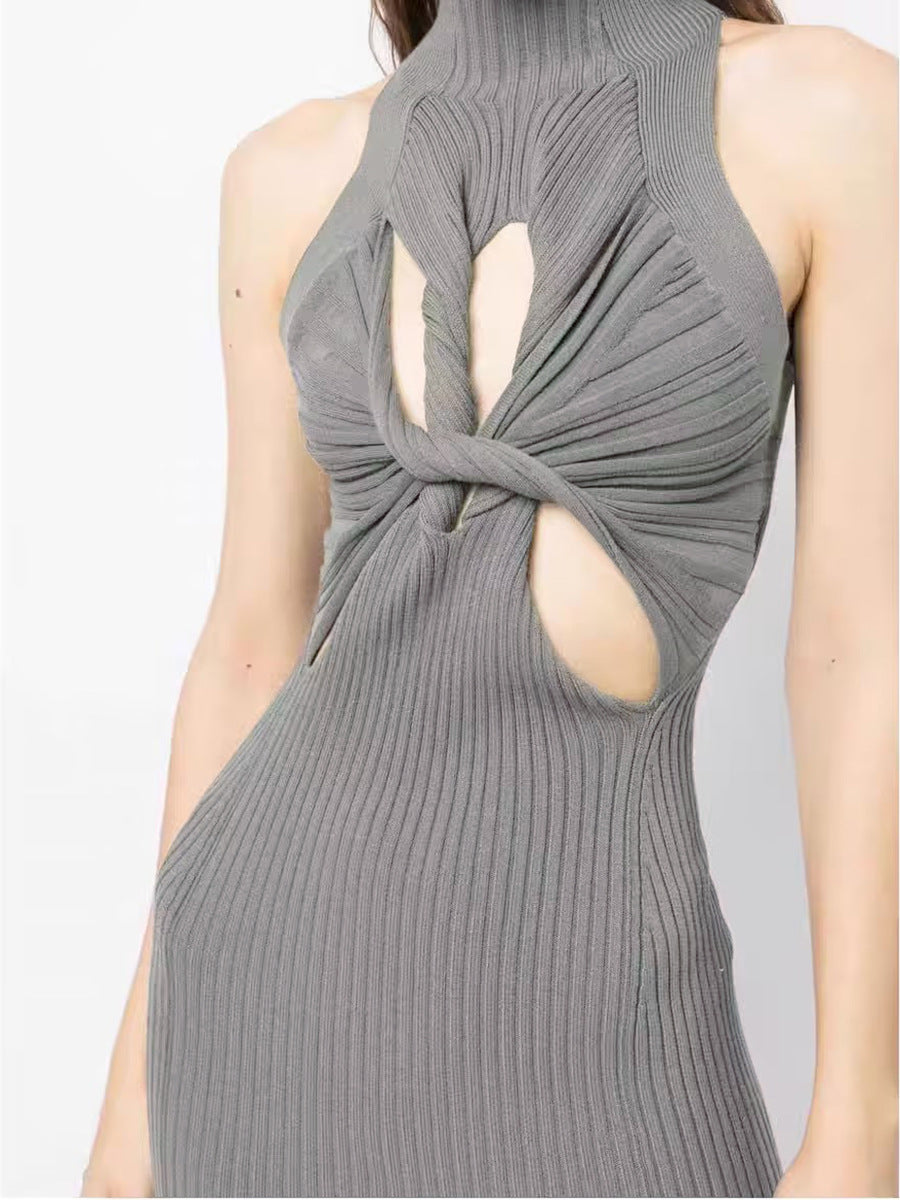 Elisheva Sleeveless Cutout  Dress In Grey