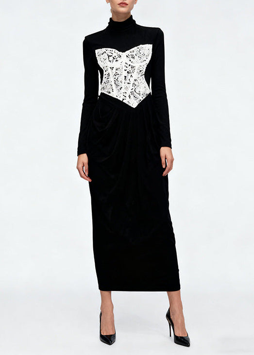 Elisei Lace Long Sleeve Split Maxi Dress