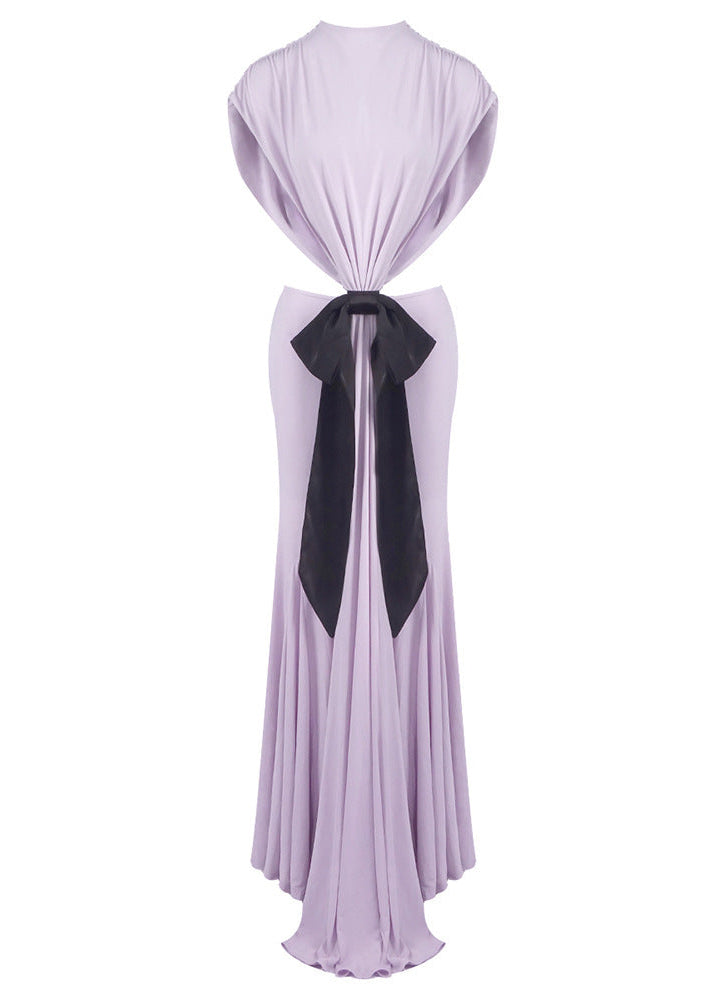Celsus Lace Up Cutout Bow Maxi Dress