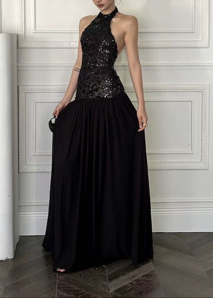 Ejder Tank Top Sequin Mesh Maxi Dress