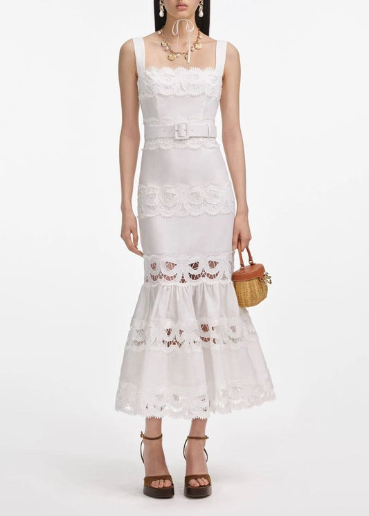 Filipina Tie Up Embroidered Maxi Dress