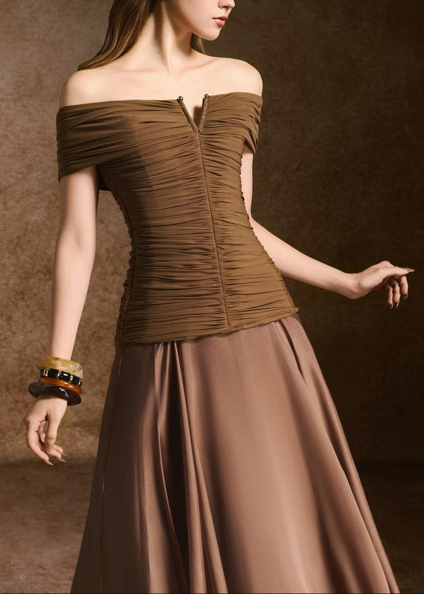 Dierk Deconstruct Ruch Satin Maxi Dress
