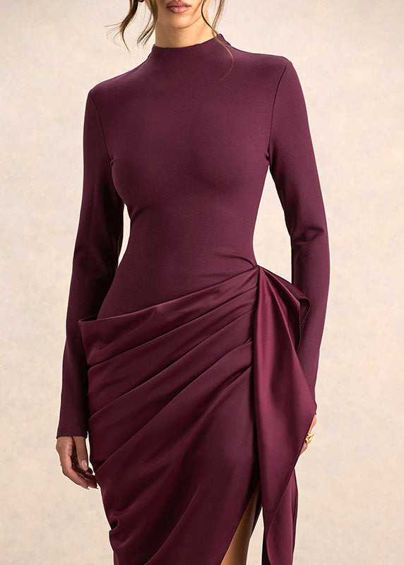 Doug Asymmetric Satin Midi Dress