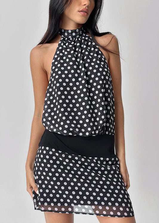 Bethwyn Dot Backless Halter Neck Mini Dress