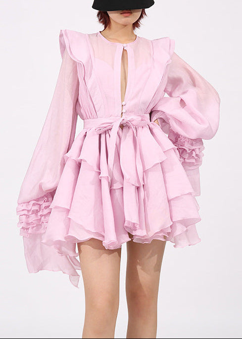 Wendy Ruffle Cutout Mini Dress In Pink