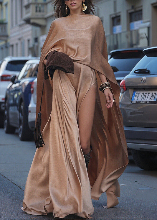 Eloy Split Satin Shawl Maxi Dress