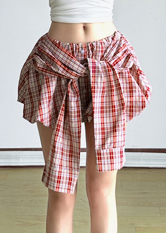 Farahild Grid Tie Up Bubble Mini Skorts