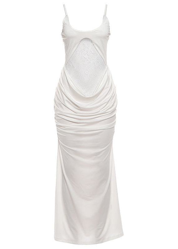 Dieuwert Spaghetti Ruch Lace Maxi Dress
