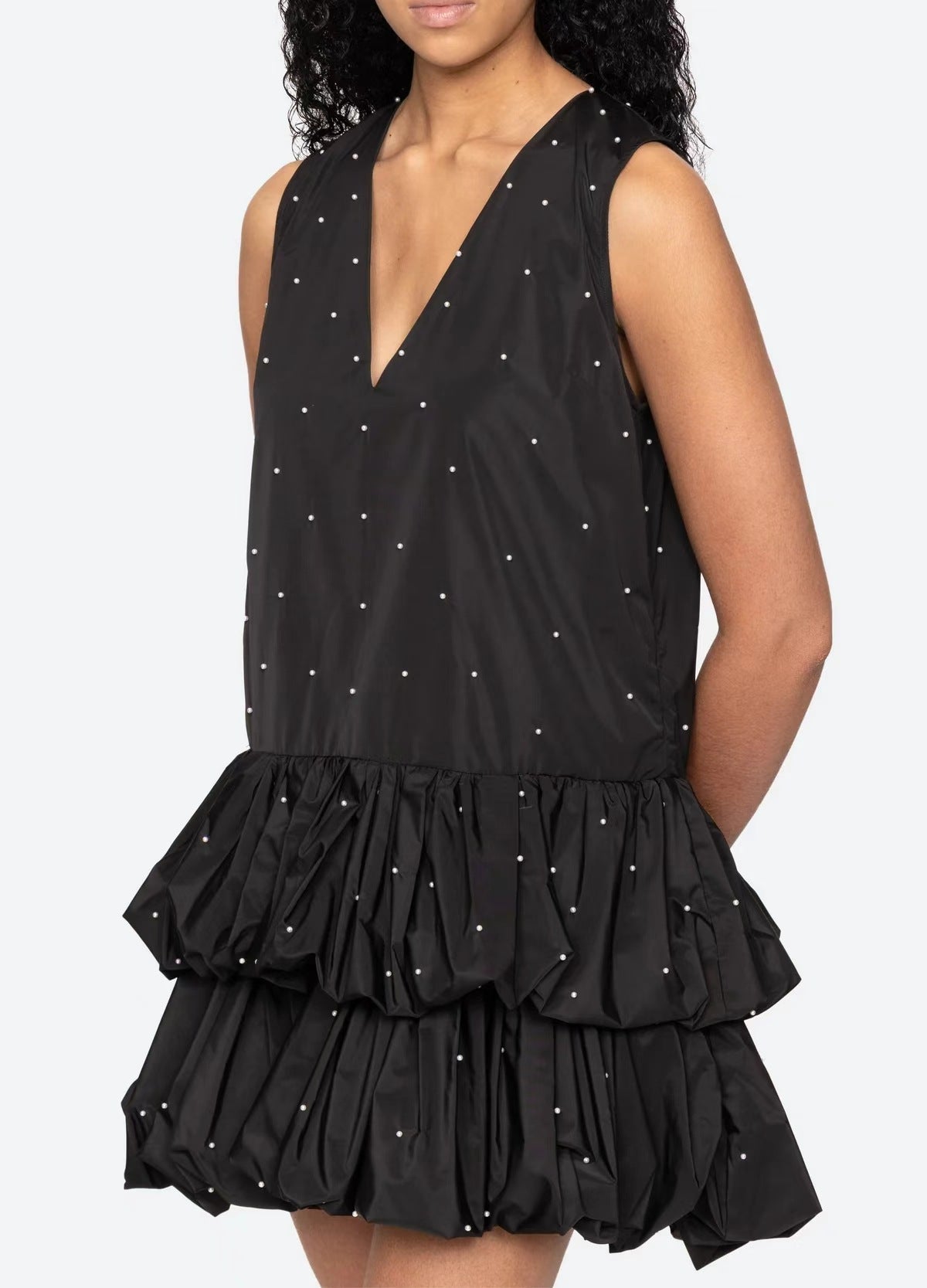 Fawzi Sleeveless Pearl Mini Dress
