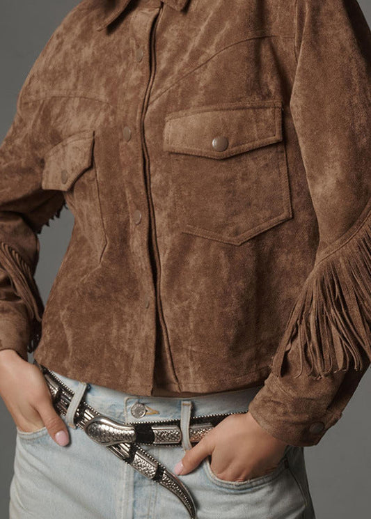 Anisa Fringe Suede Short Jacket