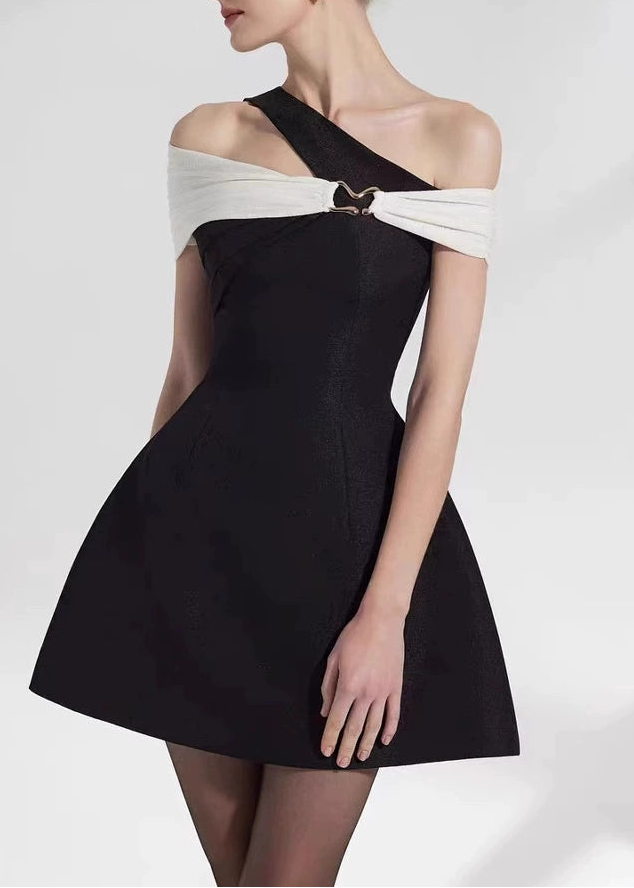 Chelsie Asymmetric Off Shoulder Mini Dress