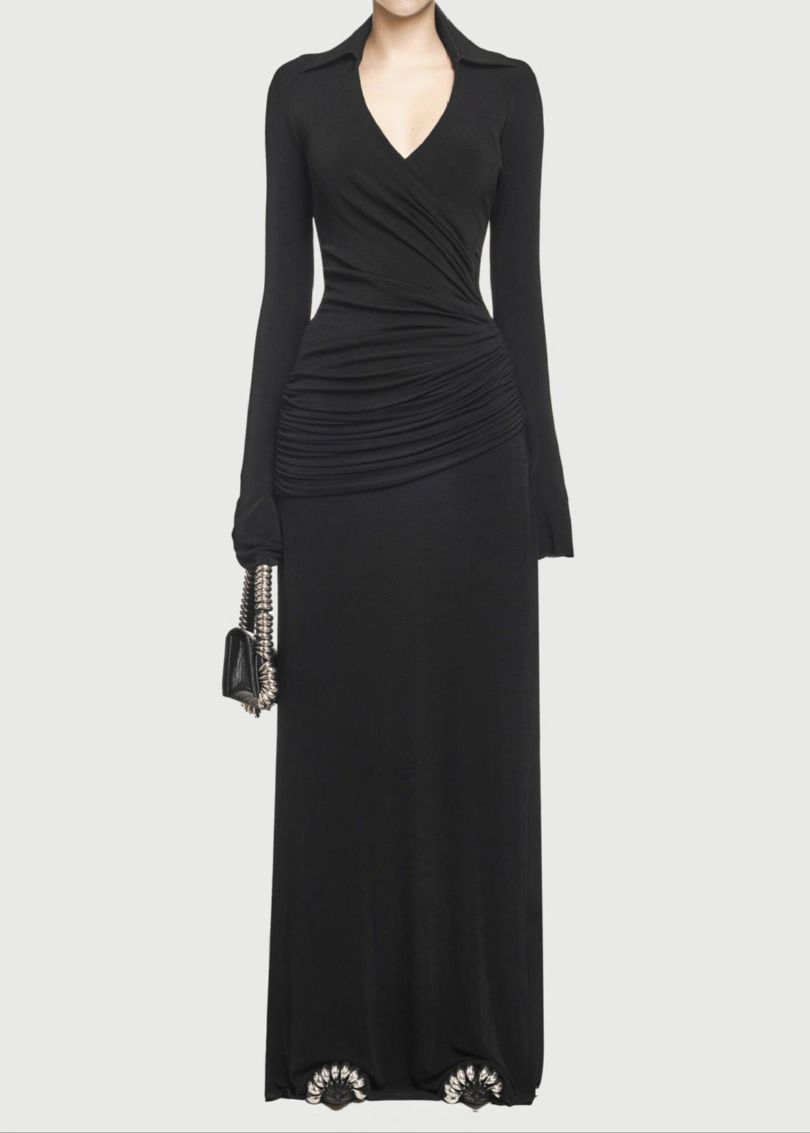 Adia Ruch Lapel Maxi Dress In Black